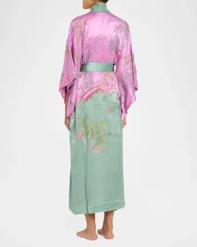 Natori Nara Embroidered Colorblock Silk Robe | Thumbnail 3 Natori Nara Embroidered Colorblock Silk Robe | Thumbnail 3