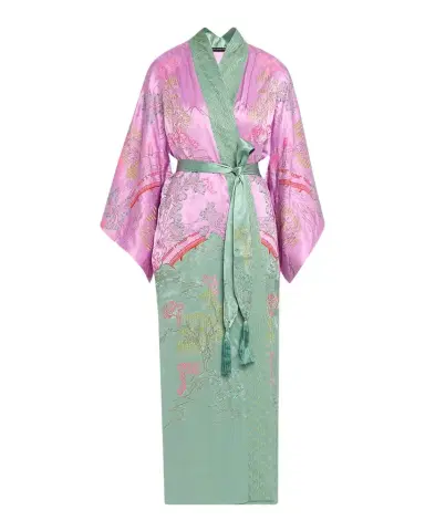 Natori Nara Embroidered Colorblock Silk Robe | Thumbnail 1 Natori Nara Embroidered Colorblock Silk Robe | Thumbnail 1