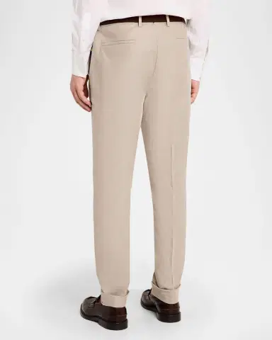 Brunello Cucinelli Men's Cotton and Linen Leisure-Fit Pleated Trousers | Thumbnail 3 Brunello Cucinelli Men's Cotton and Linen Leisure-Fit Pleated Trousers | Thumbnail 3