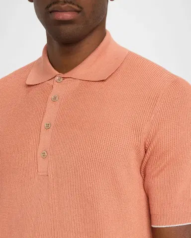 Brunello Cucinelli Men 's Cotton Rib Polo Sweater | Thumbnail 5 Brunello Cucinelli Men 's Cotton Rib Polo Sweater | Thumbnail 5