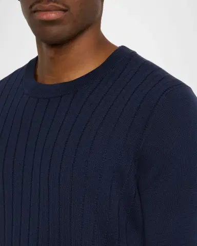 Brunello Cucinelli Men's Cotton Rib Crewneck Sweater | Thumbnail 5 Brunello Cucinelli Men's Cotton Rib Crewneck Sweater | Thumbnail 5