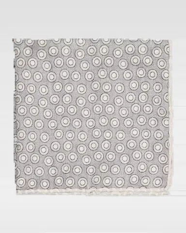 Brunello Cucinelli Men's Geometric Circle Silk Pocket Square | Thumbnail 2 Brunello Cucinelli Men's Geometric Circle Silk Pocket Square | Thumbnail 2