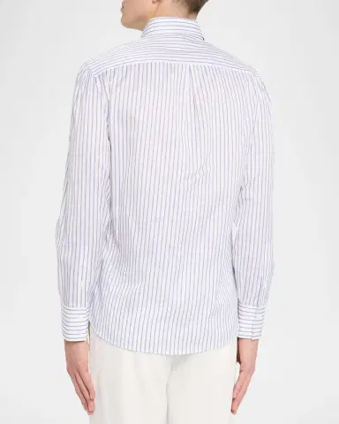 Brunello Cucinelli en 's Stripe Cotton Slim-Fit Button-Down Shirt | Thumbnail 3 Brunello Cucinelli en 's Stripe Cotton Slim-Fit Button-Down Shirt | Thumbnail 3