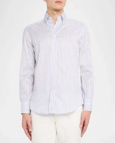 Brunello Cucinelli en 's Stripe Cotton Slim-Fit Button-Down Shirt | Thumbnail 4 Brunello Cucinelli en 's Stripe Cotton Slim-Fit Button-Down Shirt | Thumbnail 4