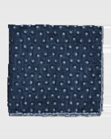 Brunello Cucinelli Men's Geometric Circle Silk Pocket Square | Thumbnail 2 Brunello Cucinelli Men's Geometric Circle Silk Pocket Square | Thumbnail 2