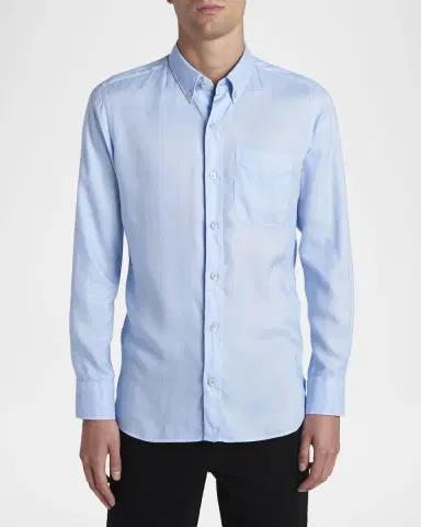 TOM FORD Men's Slim-Fit Gabardine Button-Down Shirt | Thumbnail 4 TOM FORD Men's Slim-Fit Gabardine Button-Down Shirt | Thumbnail 4