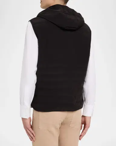 Brunello Cucinelli Men's Down Quilted Vest with Hood | Thumbnail 3 Brunello Cucinelli Men's Down Quilted Vest with Hood | Thumbnail 3