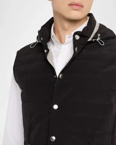 Brunello Cucinelli Men's Down Quilted Vest with Hood | Thumbnail 5 Brunello Cucinelli Men's Down Quilted Vest with Hood | Thumbnail 5