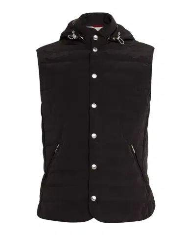 Brunello Cucinelli Men's Down Quilted Vest with Hood | Thumbnail 1 Brunello Cucinelli Men's Down Quilted Vest with Hood | Thumbnail 1