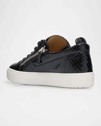 Giuseppe Zanotti Men's Frankie Snake-Effect Leather Double-Zip Sneakers | Thumbnail 2 Giuseppe Zanotti Men's Frankie Snake-Effect Leather Double-Zip Sneakers | Thumbnail 2