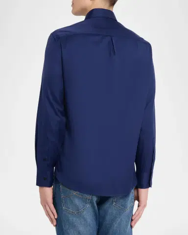 Brunello Cucinelli en's Point-Collar Cotton Button-Down Shirt | Thumbnail 3 Brunello Cucinelli en's Point-Collar Cotton Button-Down Shirt | Thumbnail 3