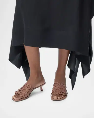 Loewe 45mm Petal Anagram Embellished Leather Mule Sandals | Thumbnail 2 Loewe 45mm Petal Anagram Embellished Leather Mule Sandals | Thumbnail 2