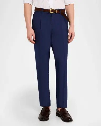 Brunello Cucinelli Men 's Virgin Wool Leisure-Fit Pleated Trousers | Thumbnail 4 Brunello Cucinelli Men 's Virgin Wool Leisure-Fit Pleated Trousers | Thumbnail 4