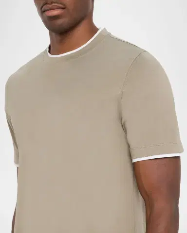 Brunello Cucinelli Men's Cotton Jersey Crewneck T-Shirt with Tipping | Thumbnail 5 Brunello Cucinelli Men's Cotton Jersey Crewneck T-Shirt with Tipping | Thumbnail 5