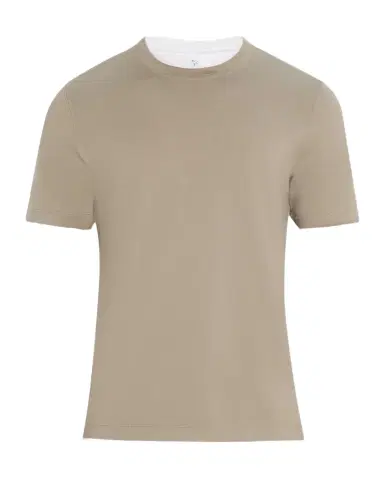 Brunello Cucinelli Men's Cotton Jersey Crewneck T-Shirt with Tipping | Thumbnail 1 Brunello Cucinelli Men's Cotton Jersey Crewneck T-Shirt with Tipping | Thumbnail 1