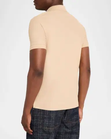 Burberry Men 's Cotton Pique Check-Placket Polo Shirt | Thumbnail 3 Burberry Men 's Cotton Pique Check-Placket Polo Shirt | Thumbnail 3