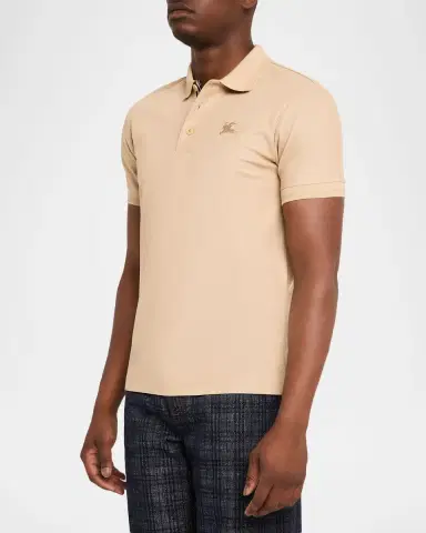 Burberry Men 's Cotton Pique Check-Placket Polo Shirt | Thumbnail 4 Burberry Men 's Cotton Pique Check-Placket Polo Shirt | Thumbnail 4