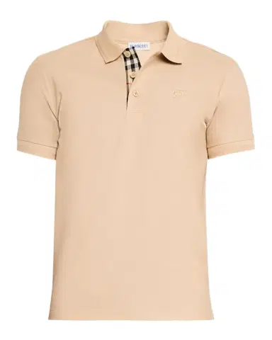 Burberry Men 's Cotton Pique Check-Placket Polo Shirt | Thumbnail 1 Burberry Men 's Cotton Pique Check-Placket Polo Shirt | Thumbnail 1