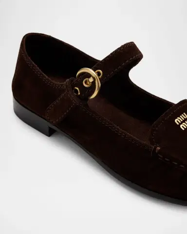 Miu Miu Suede Mary Jane Loafers | Thumbnail 3 Miu Miu Suede Mary Jane Loafers | Thumbnail 3