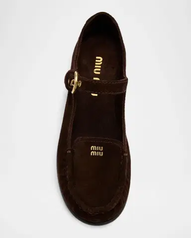 Miu Miu Suede Mary Jane Loafers | Thumbnail 4 Miu Miu Suede Mary Jane Loafers | Thumbnail 4