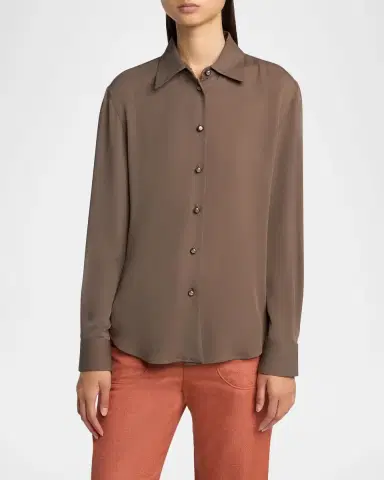 Giorgio Armani Pearly Buttoned Silk Georgette Shirt | Thumbnail 4 Giorgio Armani Pearly Buttoned Silk Georgette Shirt | Thumbnail 4