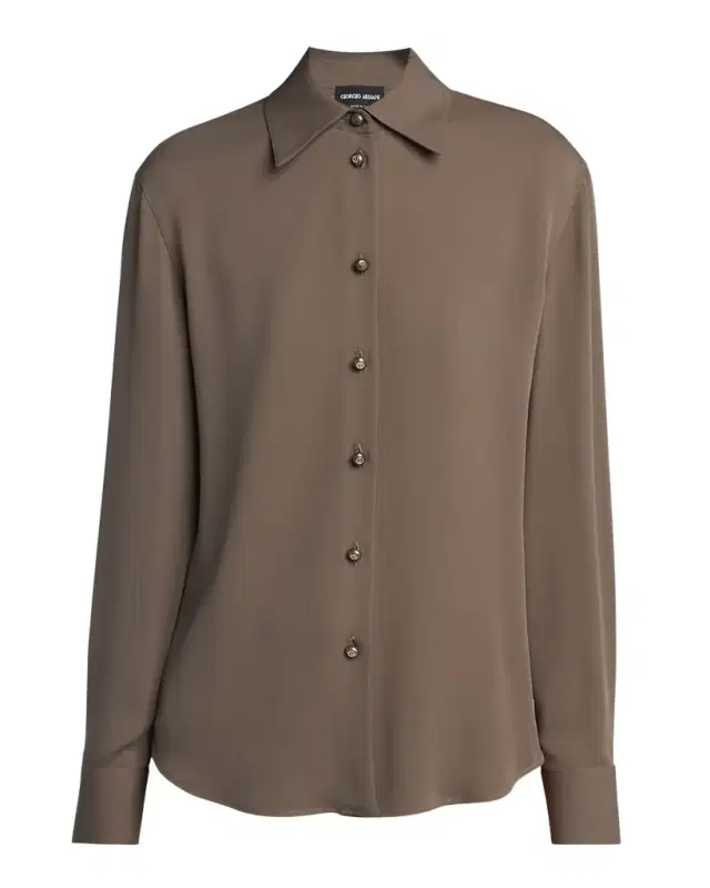 Pearly Buttoned Silk Georgette Shirt Pearly Buttoned Silk Georgette Shirt