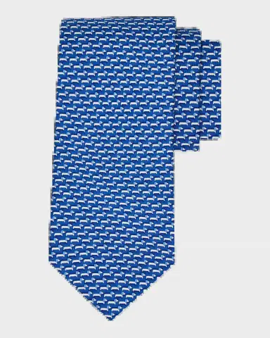 Ferragamo Men's Mini-Dachshund Dog Silk Tie | Thumbnail 2 Ferragamo Men's Mini-Dachshund Dog Silk Tie | Thumbnail 2