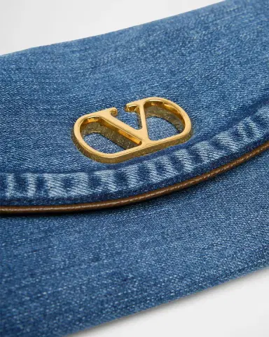 Valentino Garavani DeVain Small Denim VLogo Shoulder Bag | Thumbnail 6 Valentino Garavani DeVain Small Denim VLogo Shoulder Bag | Thumbnail 6