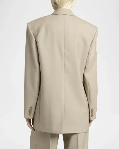 Saint Laurent Single-Breasted Oversized Wool-Silk Blazer Jacket | Thumbnail 3 Saint Laurent Single-Breasted Oversized Wool-Silk Blazer Jacket | Thumbnail 3