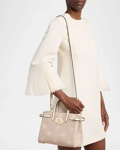 Valentino Garavani Small Eyelet-Embroidered Canvas Tote Bag | Thumbnail 2 Valentino Garavani Small Eyelet-Embroidered Canvas Tote Bag | Thumbnail 2