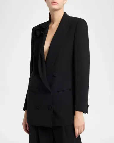 Giorgio Armani Rosette Lapel Double-Breasted Blazer Jacket | Thumbnail 4 Giorgio Armani Rosette Lapel Double-Breasted Blazer Jacket | Thumbnail 4