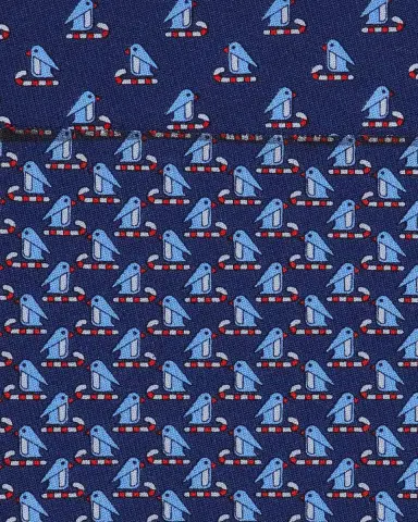 Ferragamo Men's Candy Cane Penguin Micro-Print Silk Tie | Thumbnail 4 Ferragamo Men's Candy Cane Penguin Micro-Print Silk Tie | Thumbnail 4