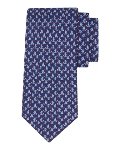 Ferragamo Men's Candy Cane Penguin Micro-Print Silk Tie | Thumbnail 1 Ferragamo Men's Candy Cane Penguin Micro-Print Silk Tie | Thumbnail 1