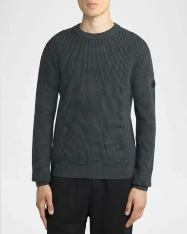 Moncler en 's Wool Waffle-Knit Crewneck Sweater | Thumbnail 3 Moncler en 's Wool Waffle-Knit Crewneck Sweater | Thumbnail 3
