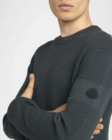 Moncler en 's Wool Waffle-Knit Crewneck Sweater | Thumbnail 4 Moncler en 's Wool Waffle-Knit Crewneck Sweater | Thumbnail 4
