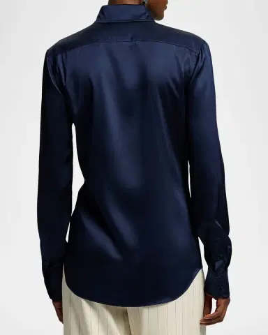 Ralph Lauren Collection Cameron Straight Fit Silk Shirt | Thumbnail 2 Ralph Lauren Collection Cameron Straight Fit Silk Shirt | Thumbnail 2