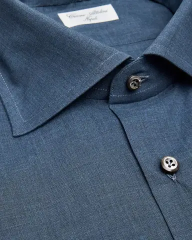 Cesare Attolini Men 's Cotton Melange Spread-Collar Sport Shirt | Thumbnail 2 Cesare Attolini Men 's Cotton Melange Spread-Collar Sport Shirt | Thumbnail 2