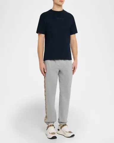 Burberry Men's Check Cursive Logo Cotton T-Shirt | Thumbnail 2 Burberry Men's Check Cursive Logo Cotton T-Shirt | Thumbnail 2