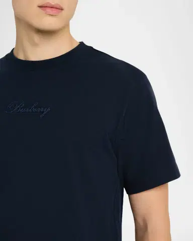 Burberry Men's Check Cursive Logo Cotton T-Shirt | Thumbnail 5 Burberry Men's Check Cursive Logo Cotton T-Shirt | Thumbnail 5