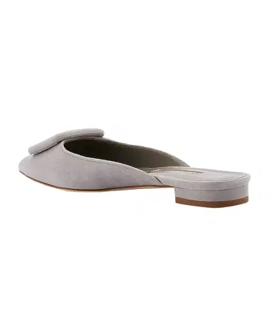 Manolo Blahnik Maysale Suede Buckle Ballerina Mules | Thumbnail 1 Manolo Blahnik Maysale Suede Buckle Ballerina Mules | Thumbnail 1
