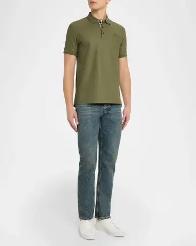 Burberry Men's Cotton Embroidered EKD Polo Shirt | Thumbnail 2 Burberry Men's Cotton Embroidered EKD Polo Shirt | Thumbnail 2