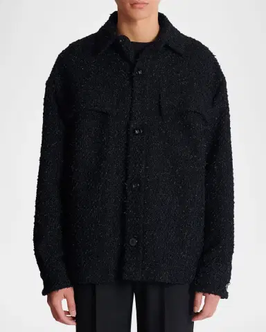 Balmain Men 's Monogram Tweed Overshirt | Thumbnail 4 Balmain Men 's Monogram Tweed Overshirt | Thumbnail 4