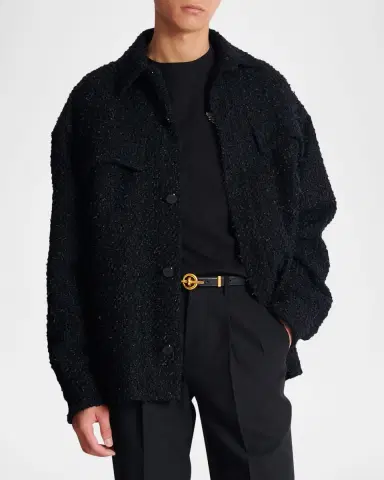 Balmain Men 's Monogram Tweed Overshirt | Thumbnail 7 Balmain Men 's Monogram Tweed Overshirt | Thumbnail 7