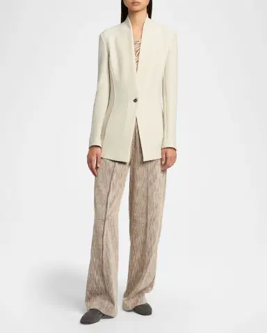 Giorgio Armani Single-Breasted Tweed Blazer Jacket | Thumbnail 2 Giorgio Armani Single-Breasted Tweed Blazer Jacket | Thumbnail 2