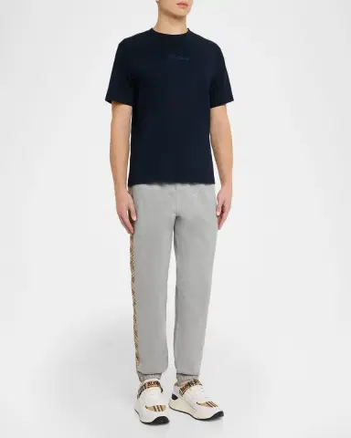 Burberry Men 's Check Trim Cotton Jogging Pants | Thumbnail 2 Burberry Men 's Check Trim Cotton Jogging Pants | Thumbnail 2