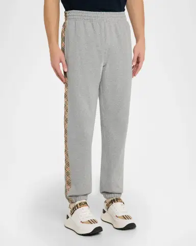 Burberry Men 's Check Trim Cotton Jogging Pants | Thumbnail 4 Burberry Men 's Check Trim Cotton Jogging Pants | Thumbnail 4