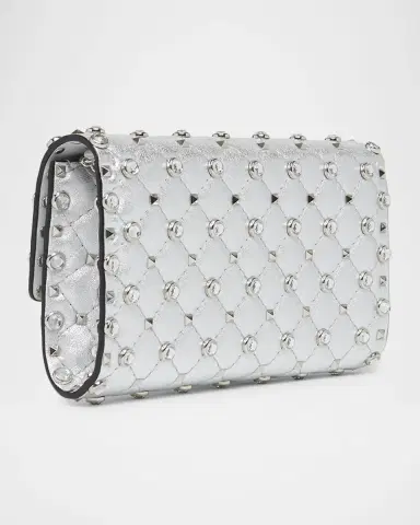 Valentino Garavani Quilted Metallic Leather Rockstud & Rhinestone Shoulder Bag | Thumbnail 3 Valentino Garavani Quilted Metallic Leather Rockstud & Rhinestone Shoulder Bag | Thumbnail 3