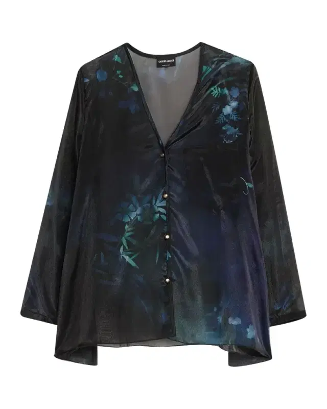 Shimmering Floral Charmeuse Button-Down Shirt Shimmering Floral Charmeuse Button-Down Shirt