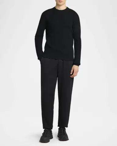 Moncler Men 's Wool Waffle-Knit Crewneck Sweater | Thumbnail 2 Moncler Men 's Wool Waffle-Knit Crewneck Sweater | Thumbnail 2