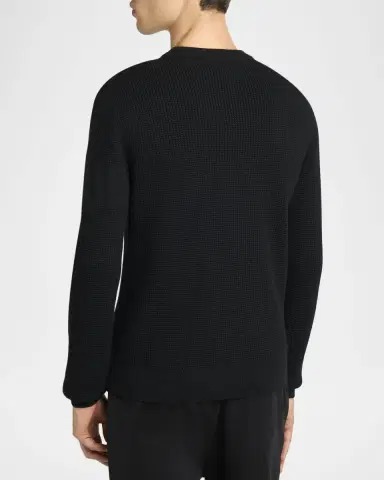 Moncler Men 's Wool Waffle-Knit Crewneck Sweater | Thumbnail 3 Moncler Men 's Wool Waffle-Knit Crewneck Sweater | Thumbnail 3